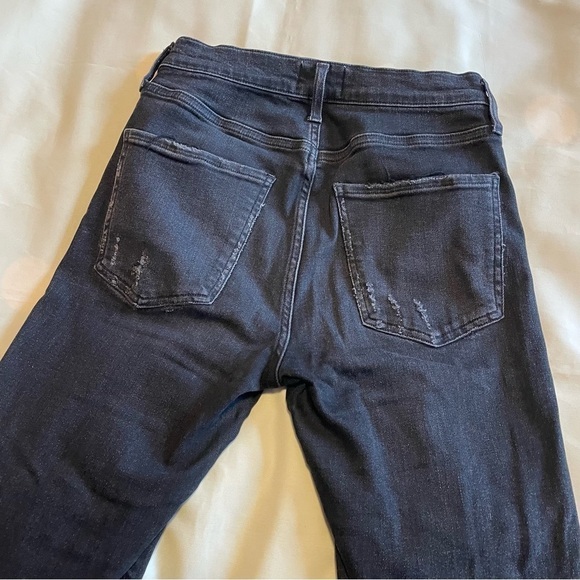 Agolde- Black Sophie Mid Rise Cropped Distressed Hem Skinny Jeans Size 28 - Picture 8 of 9